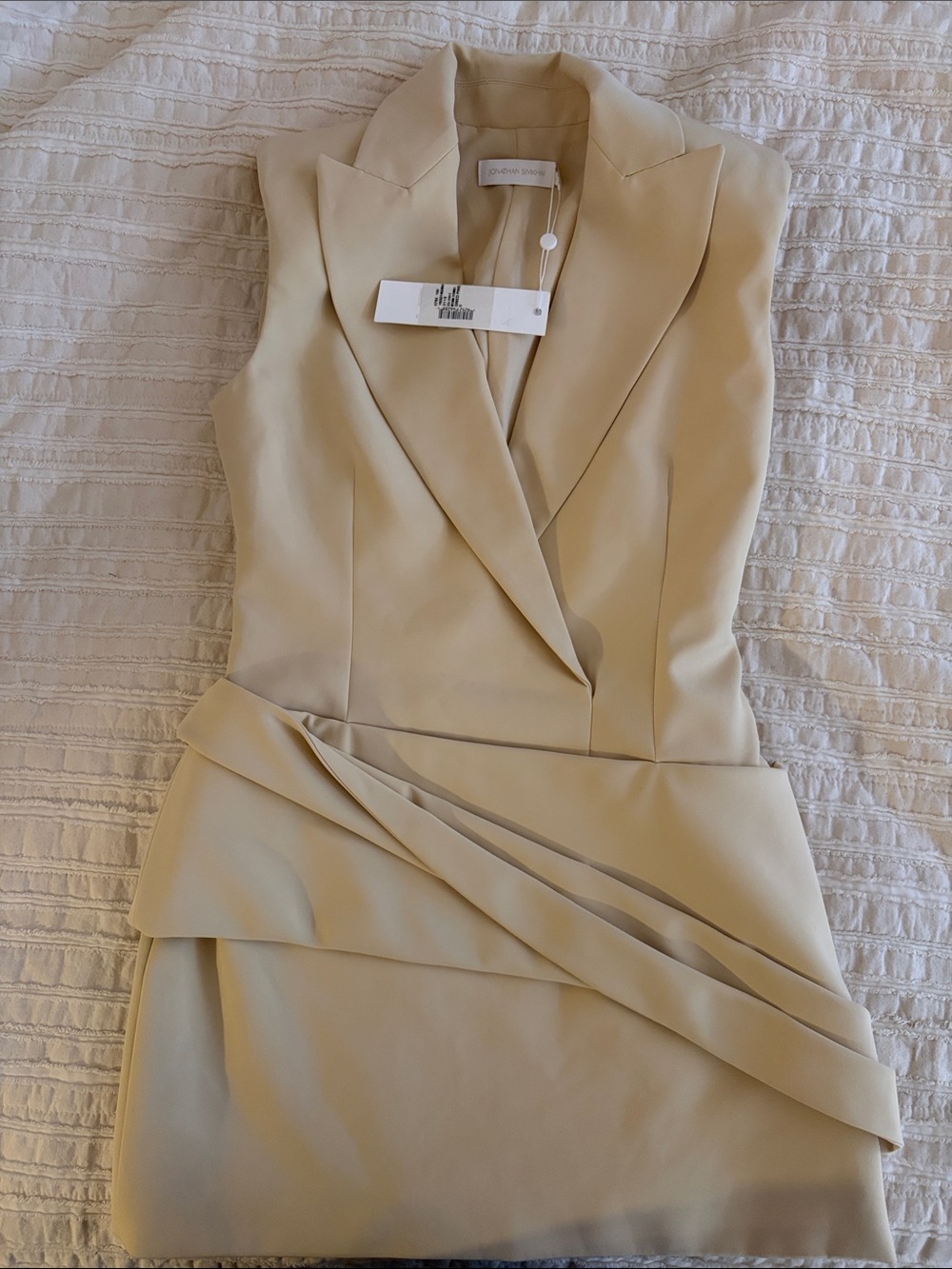 Sleeveless Cream Draped V-Neck Dress dried pine color